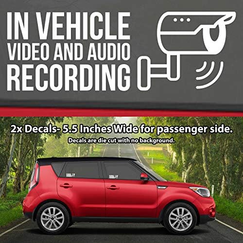מדבקות ציפיות | בהקלטת וידאו ושמע של רכב מדבקות מדבקות ויניל, מדבקות מצלמות מקף 4x - לבן - 5.5 אינץ 'W